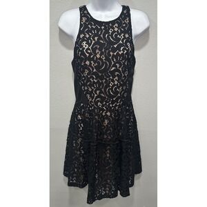 Mossimo Mini Dress Women's Medium Black Knit Shear Lined Boho Chic Geometric